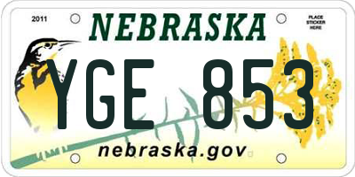 NE license plate YGE853