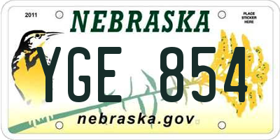 NE license plate YGE854