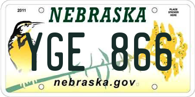 NE license plate YGE866