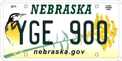 NE license plate YGE900