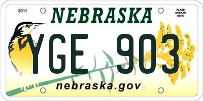 NE license plate YGE903