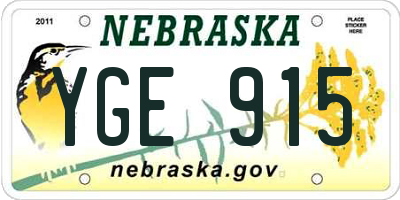 NE license plate YGE915