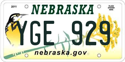 NE license plate YGE929