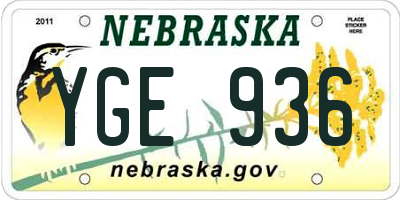NE license plate YGE936