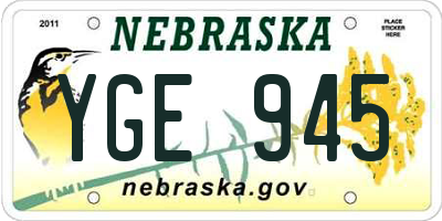 NE license plate YGE945