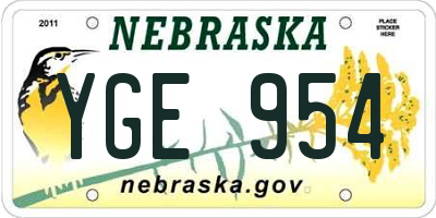 NE license plate YGE954
