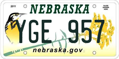 NE license plate YGE957