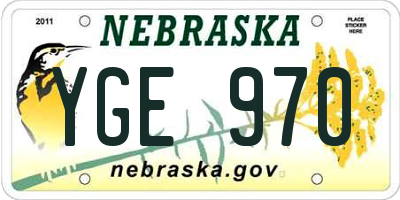 NE license plate YGE970
