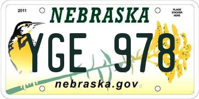 NE license plate YGE978