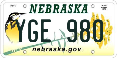 NE license plate YGE980