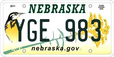 NE license plate YGE983