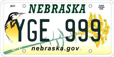 NE license plate YGE999