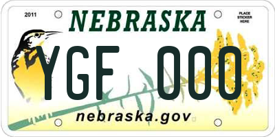 NE license plate YGF000
