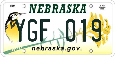NE license plate YGF019