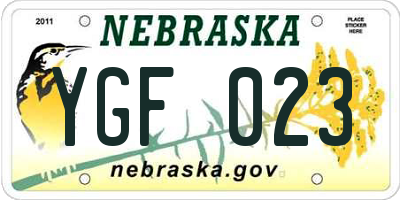 NE license plate YGF023