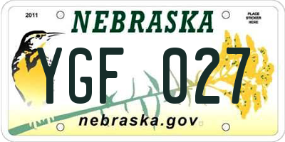 NE license plate YGF027