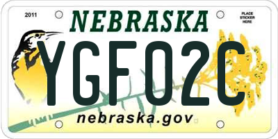 NE license plate YGF02C