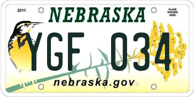 NE license plate YGF034