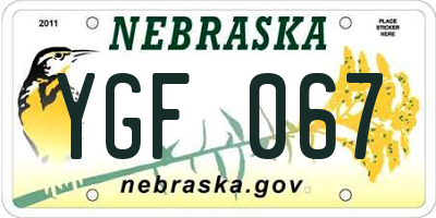 NE license plate YGF067