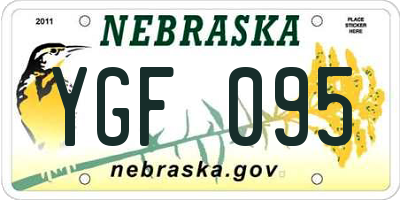 NE license plate YGF095