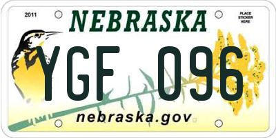 NE license plate YGF096