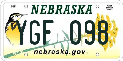NE license plate YGF098