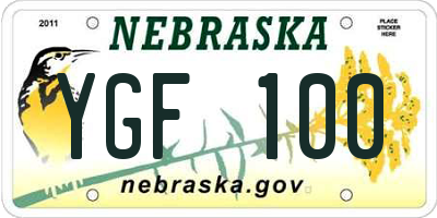 NE license plate YGF100
