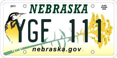 NE license plate YGF111