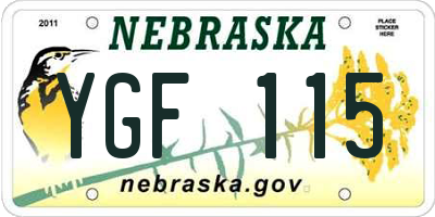 NE license plate YGF115