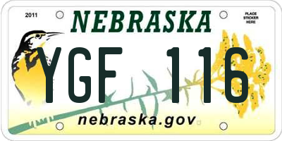 NE license plate YGF116