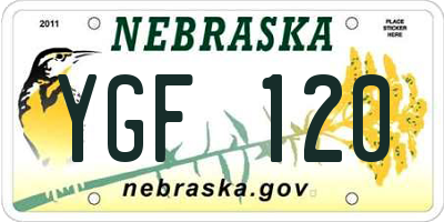 NE license plate YGF120
