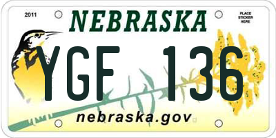 NE license plate YGF136