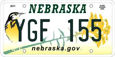 NE license plate YGF155