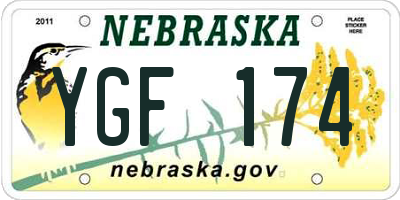 NE license plate YGF174