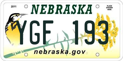 NE license plate YGF193