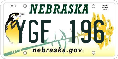 NE license plate YGF196