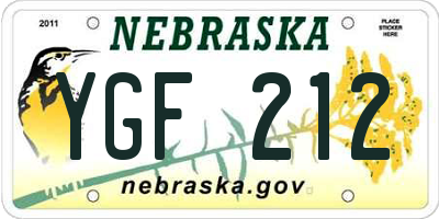 NE license plate YGF212