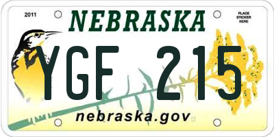 NE license plate YGF215