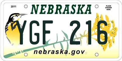 NE license plate YGF216