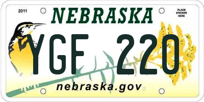 NE license plate YGF220