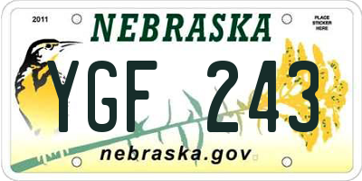 NE license plate YGF243