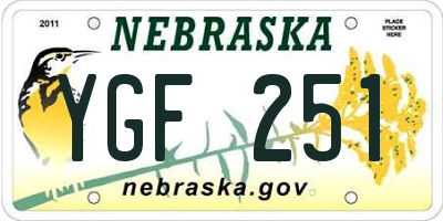 NE license plate YGF251