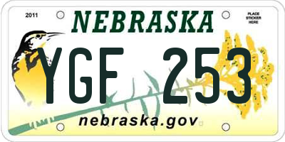 NE license plate YGF253