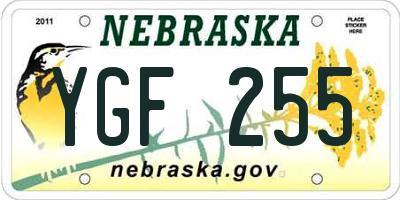 NE license plate YGF255