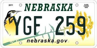 NE license plate YGF259