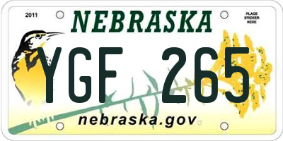 NE license plate YGF265