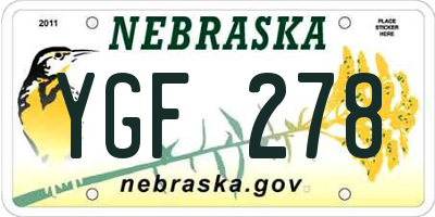 NE license plate YGF278