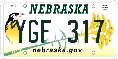 NE license plate YGF317