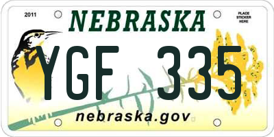 NE license plate YGF335
