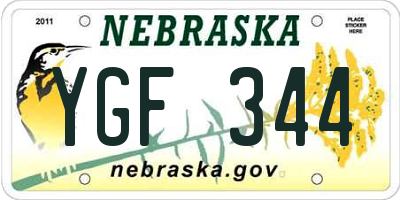 NE license plate YGF344
